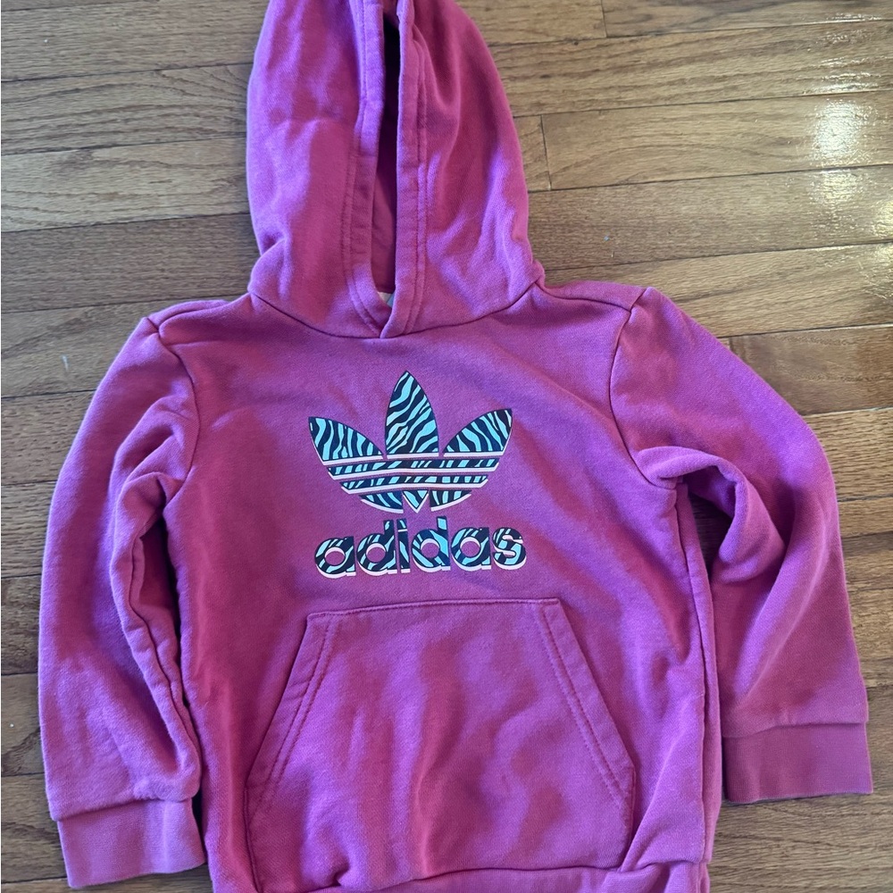 adidas Kids Magenta Hoodie with Zebra Trefoil